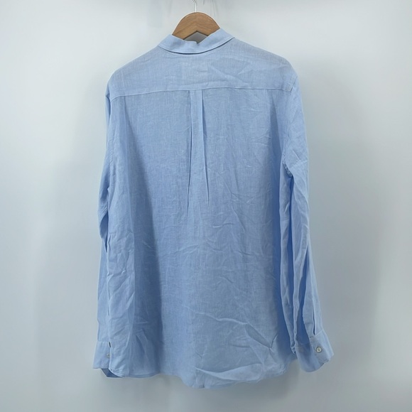 Velvet by Jenny Graham Linen Button Down in Light Blue L A15 - Picture 2 of 7
